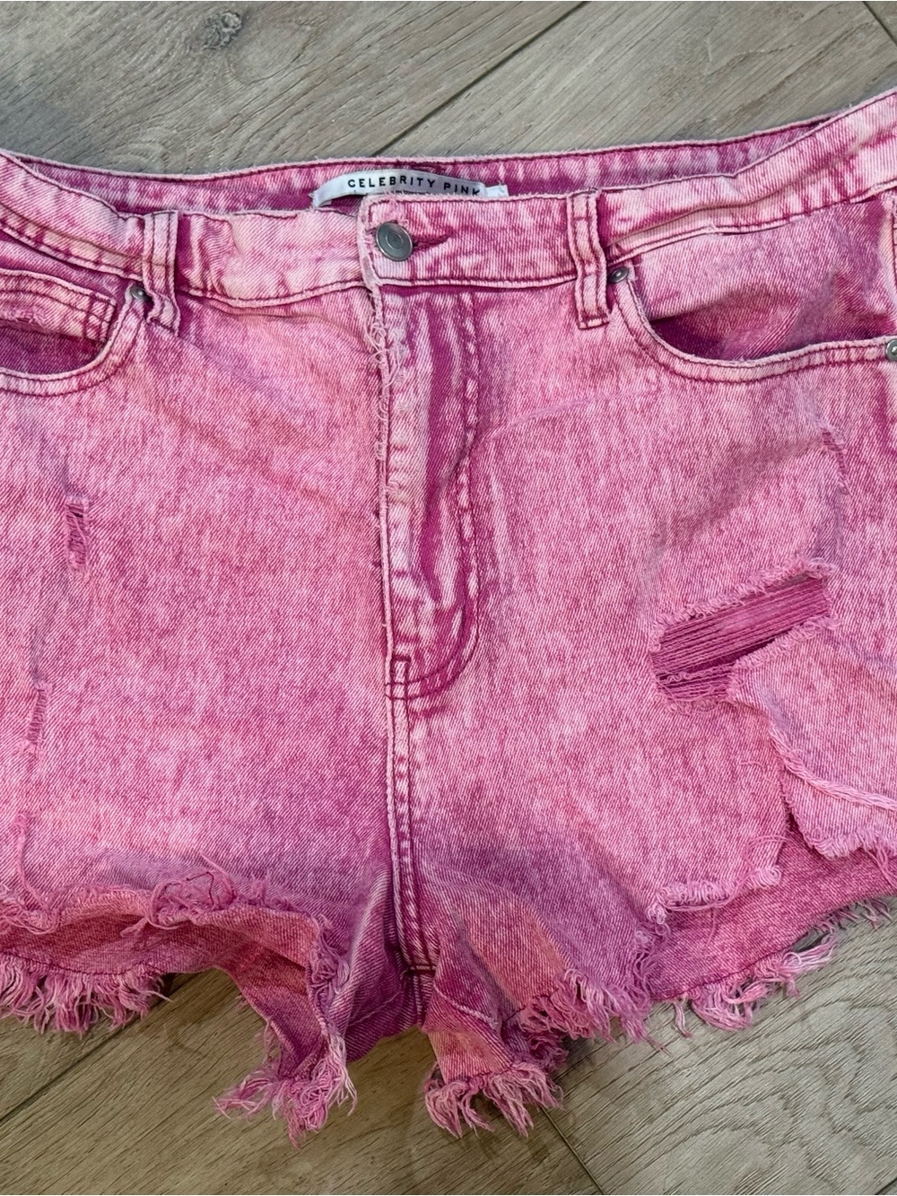 Celebrity Pink Pink Distressed Denim Shorts
